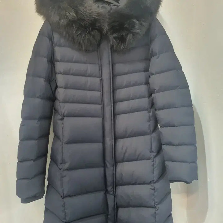[BUNJANG] Flamingo Fox Fur Down Long Padded Coat Black Size 66 / 플라밍고  여우퍼 거위털 롱 패딩 블랙 66