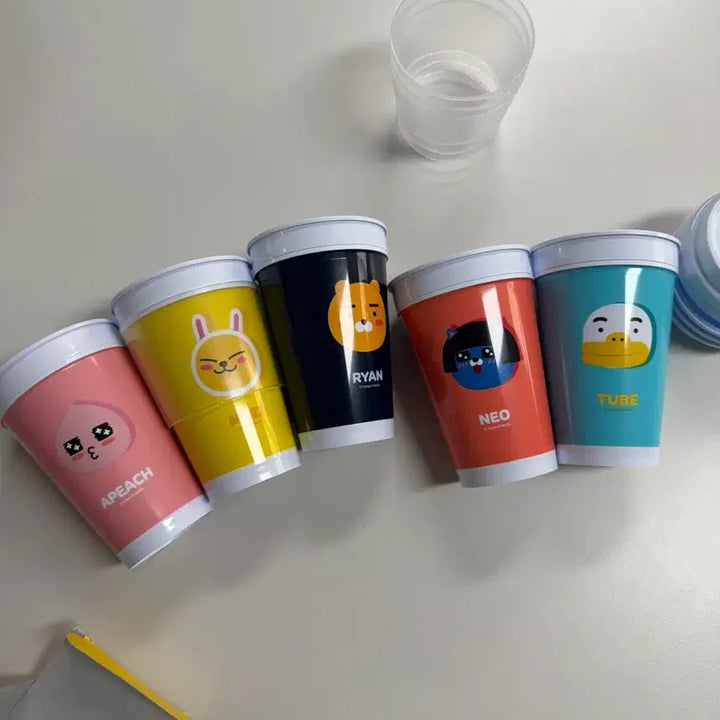 [BUNJANG] Kakao Friends Plush Set (3 Types, 2 Large New) + Reusable Cup / 카카오프렌즈 인형 3종 세트 (대형 2개 새상품) +컵