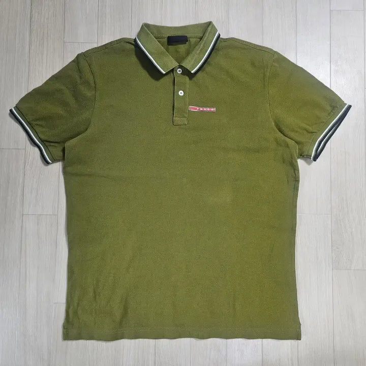 [BUNJANG] Prada Chest Logo Short-Sleeve Polo Shirt Khaki XXL / 프라다 체스트로고 반팔카라티 카키 XXL