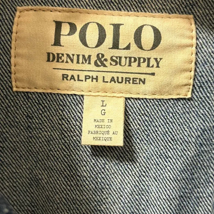 [BUNJANG] Polo Ralph Lauren White Paint Detail Denim Jacket (L) / 폴로 랄프로렌 데님 자켓