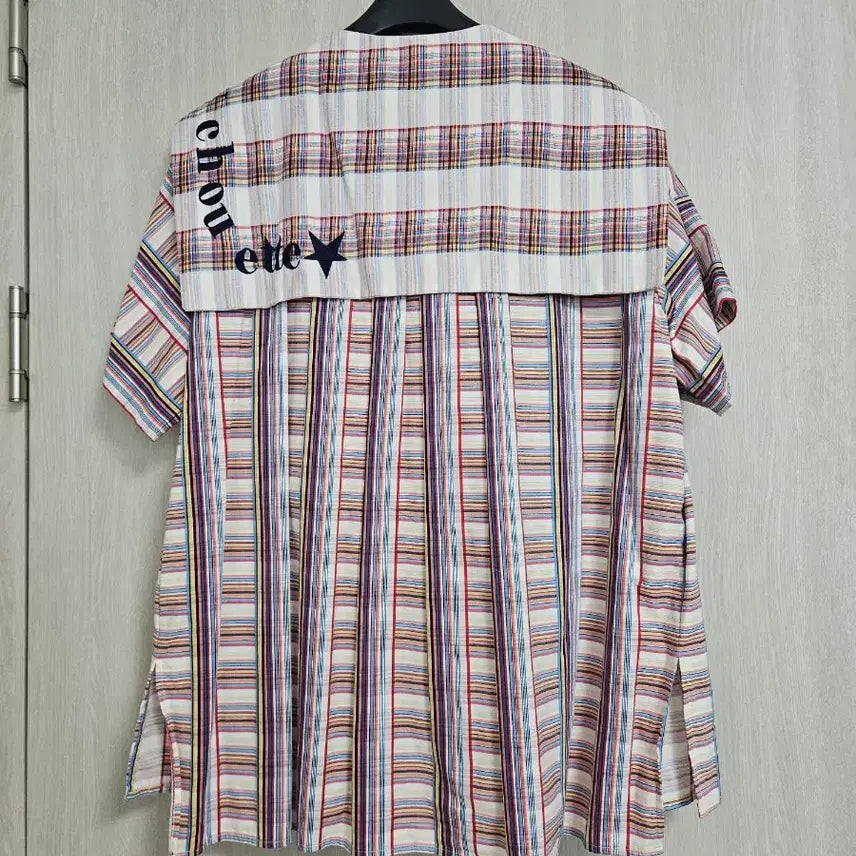 [BUNJANG] Lucky Chouette Checked Short Sleeve Blouse Size 36 / 럭키슈에뜨 체크 리본 블라우스 36