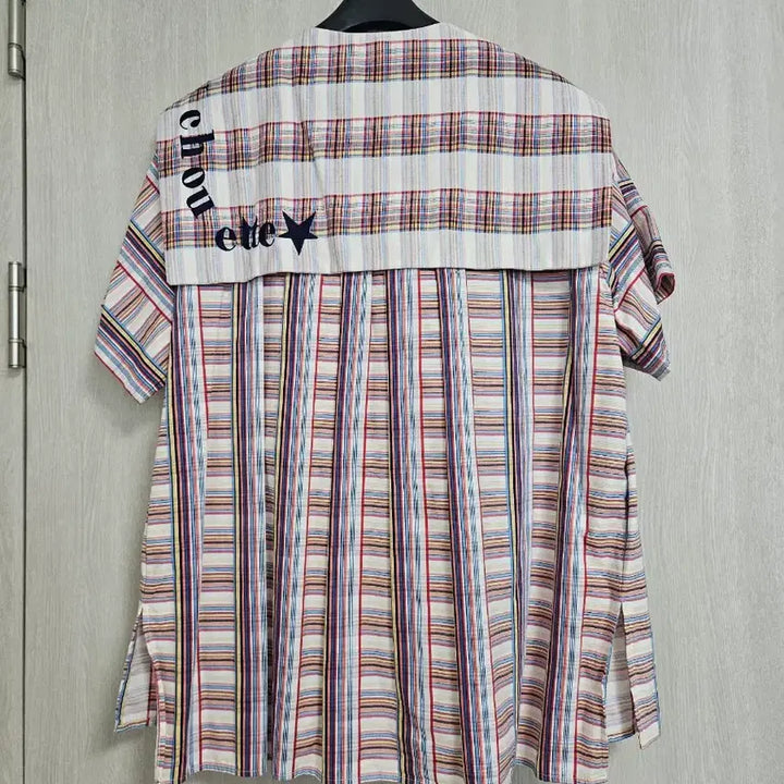 [BUNJANG] Lucky Chouette Checked Short Sleeve Blouse Size 36 / 럭키슈에뜨 체크 리본 블라우스 36