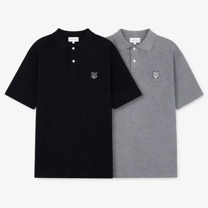 [BUNJANG] Maison Kitsuné Fox Embroidery Short Sleeve Polo T-Shirt / 메종키츠네 폭스 자수 반팔 폴로티 블랙/그레이
