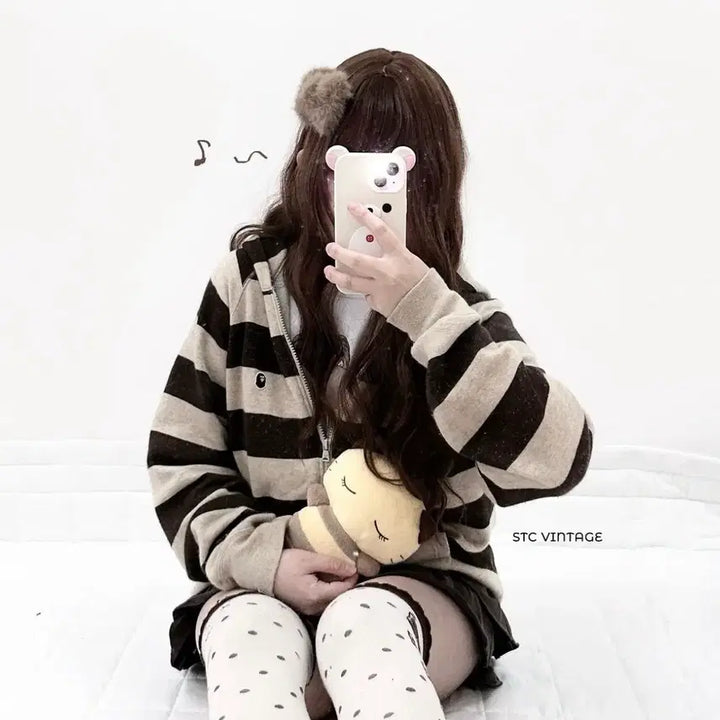 [BUNJANG] Bape Chocolate Cookie Stripe Hoodie Zip-up / 베이프 초코쿠키 스트라이프 후드집업 stc빈티지
