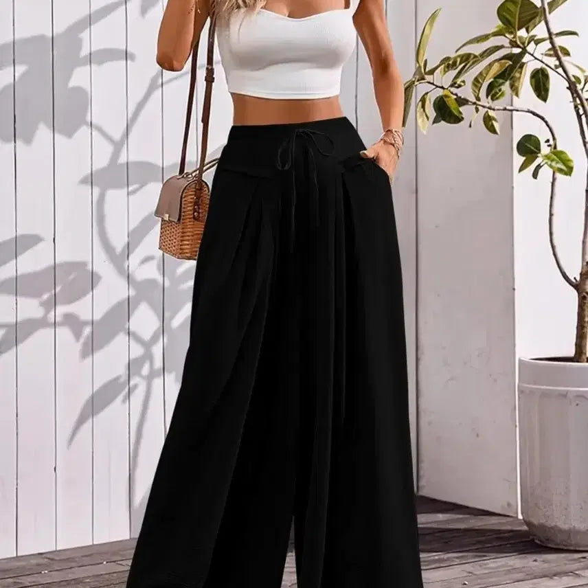 [BUNJANG] Black Wide Long Pants / 블랙 와이드 롱 팬츠.새상품