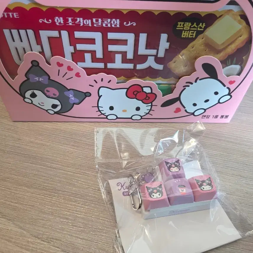 [BUNJANG] 7-Eleven Kuromi Keycap &amp; Keychain Set / 세븐일레븐 쿠로미 키캡 키링 세트