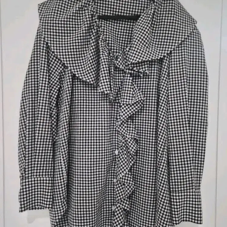 [BUNJANG] Nop Parma Beak Check Frill Shirt / 놉 파미아베크 체크 프릴 남방