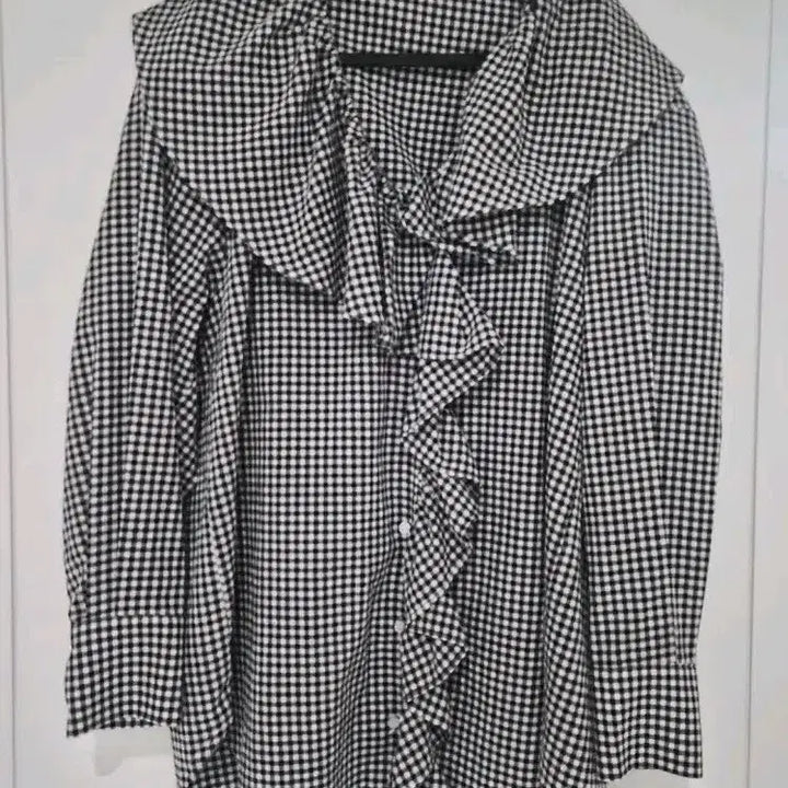 [BUNJANG] Nop Parma Beak Check Frill Shirt / 놉 파미아베크 체크 프릴 남방
