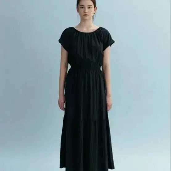 [BUNJANG] Mango Please Tina Shirring Long Dress Navy / 망고매니플리즈 티나 셔링 롱 원피스 네이비