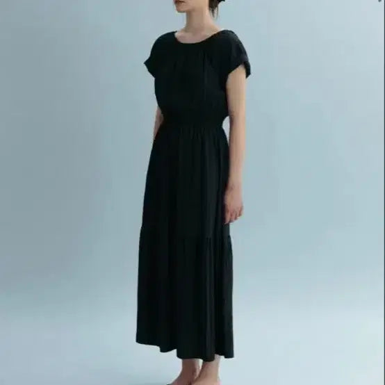 [BUNJANG] Mango Please Tina Shirring Long Dress Navy / 망고매니플리즈 티나 셔링 롱 원피스 네이비