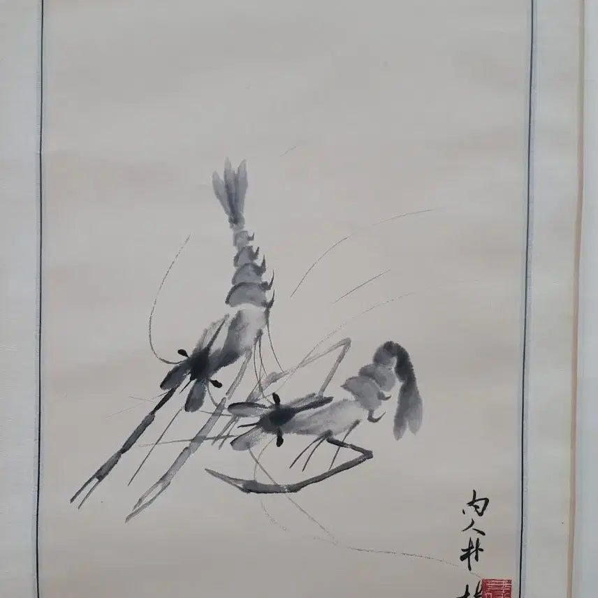 [BUNJANG] Hand-Painted Shrimp Scroll Art / 새우 그림 족자