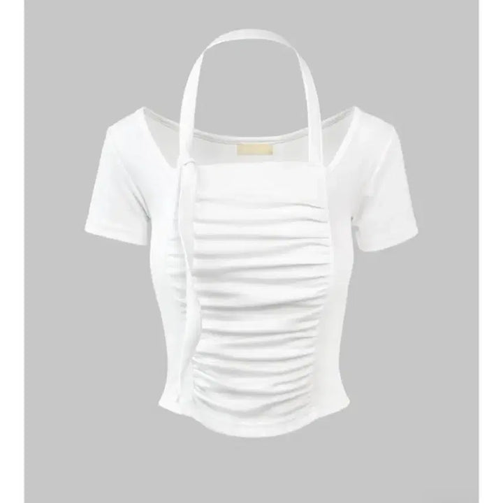 [BUNJANG] Strap Shirring Short Sleeve T-Shirt / 스트랩 셔링 반팔 티셔츠