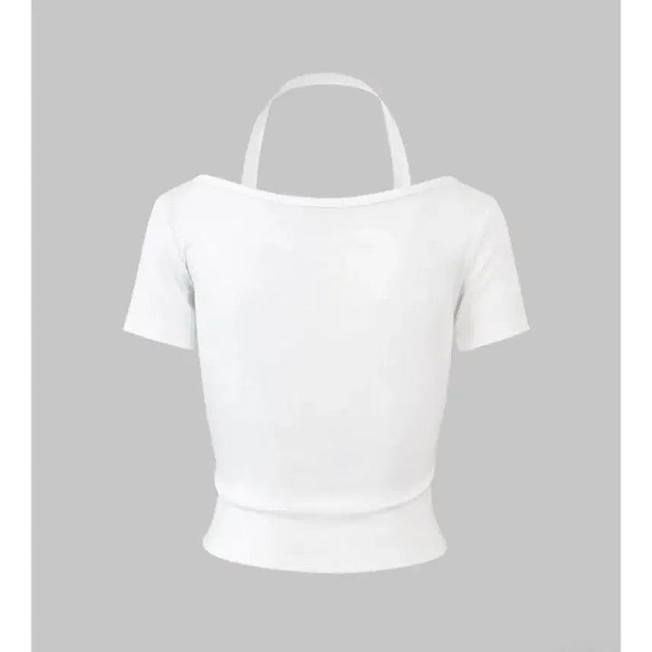 [BUNJANG] Strap Shirring Short Sleeve T-Shirt / 스트랩 셔링 반팔 티셔츠