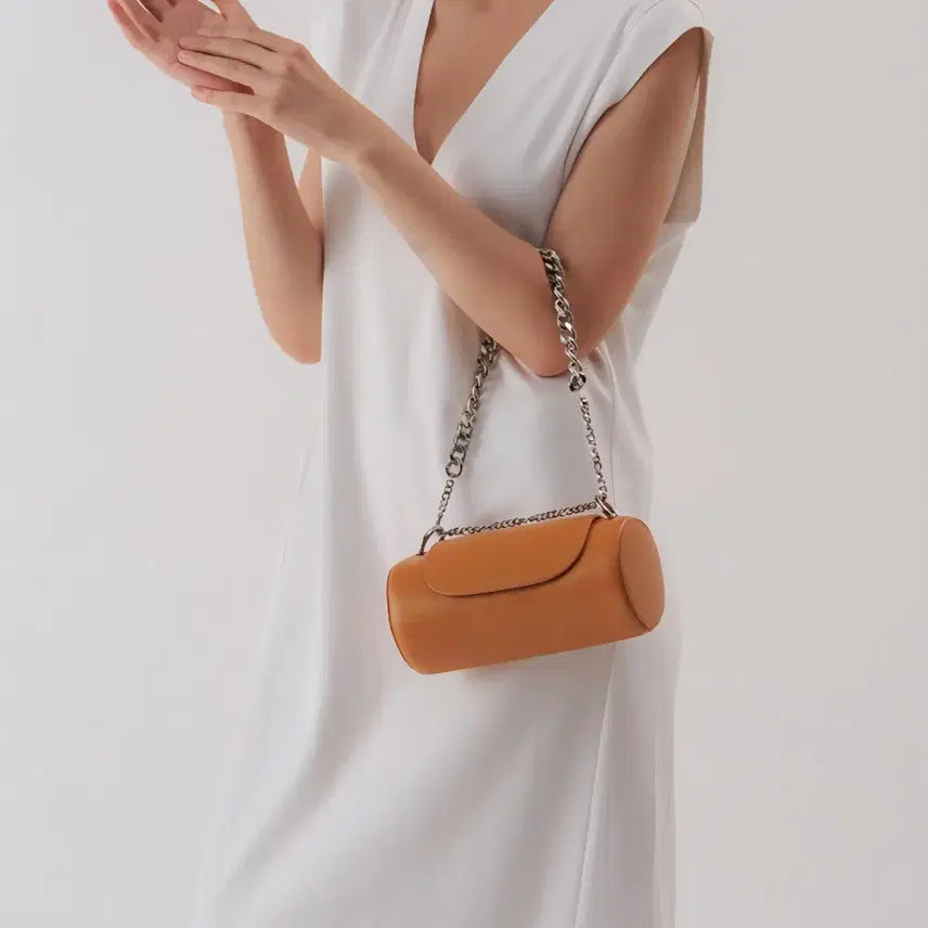 [BUNJANG] Lemasc Round Cylinder Cowhide 2-Way Bag / [새상품] 르마스크 원통형 소가죽 2way 가방