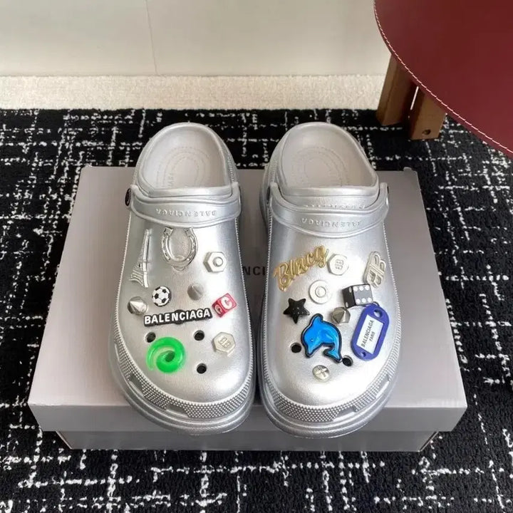 [BUNJANG] Balenciaga x Crocs Collaboration Silver Crocs Size 37 / 발렌시아가 x 크록스 콜라보레이션 실버 크록스37 사이즈