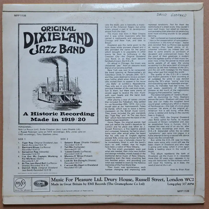 [BUNJANG] Original Dixieland Jass Band LP / LP 오리지날 딕시랜드 재즈밴드