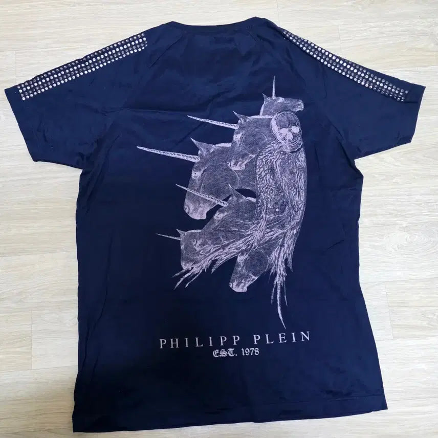 [BUNJANG] Philipp Plein Navy Studded Short Sleeve T-Shirt / 필립플레인 네이비 스터드 반팔 티셔츠