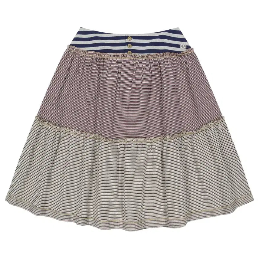 [BUNJANG] Koiseio Stripe Midi Skirt Grey Beige Size 1 / 코이세이오 스트라이프 미디스커트 그레이 베이지 사이즈1