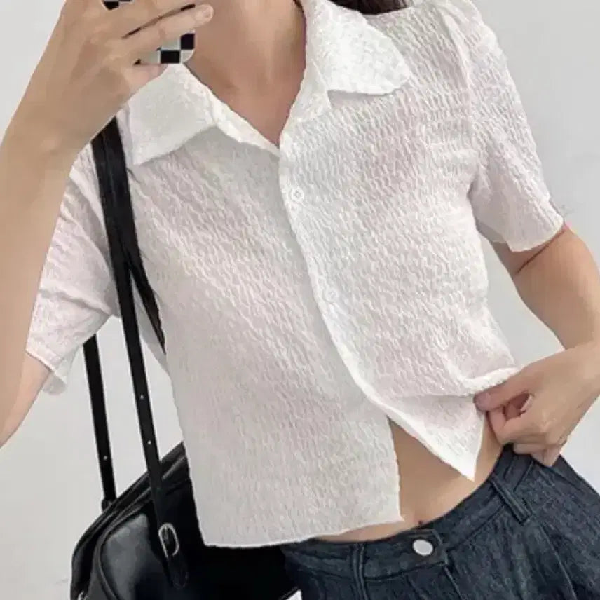 [BUNJANG] Kara Short Sleeve Blouse / 카라 반팔 블라우스
