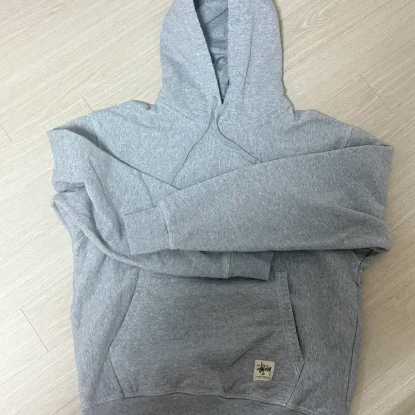 [BUNJANG] Stussy Contrast Stitch Label Hoodie Grey Heather S / 스투시 콘트라스트 스티치 라벨 후드 그레이 헤더s
