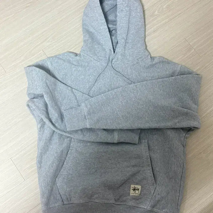 [BUNJANG] Stussy Contrast Stitch Label Hoodie Grey Heather S / 스투시 콘트라스트 스티치 라벨 후드 그레이 헤더s