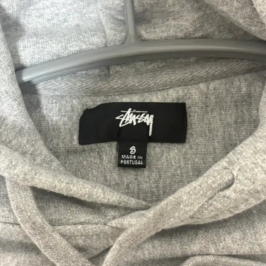 [BUNJANG] Stussy Contrast Stitch Label Hoodie Grey Heather S / 스투시 콘트라스트 스티치 라벨 후드 그레이 헤더s