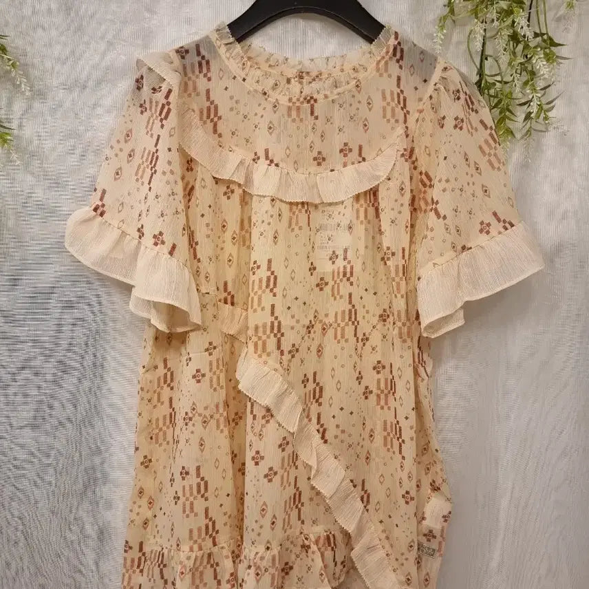 [BUNJANG] Thursday Island S Mixed Pattern Short Sleeve Blouse / 새상품 S 배색 믹스 패턴 반팔 블라우스 써스데이아일랜드