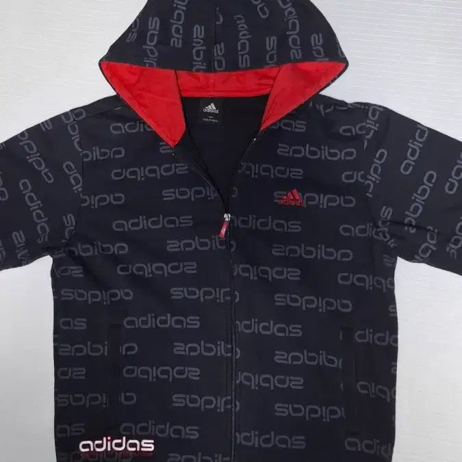 [BUNJANG] Adidas 00s All-Over Logo Hoodie Half Zip-Up Jacket / (희귀) 아디다스 00s 후드 반팔 집업 100~105