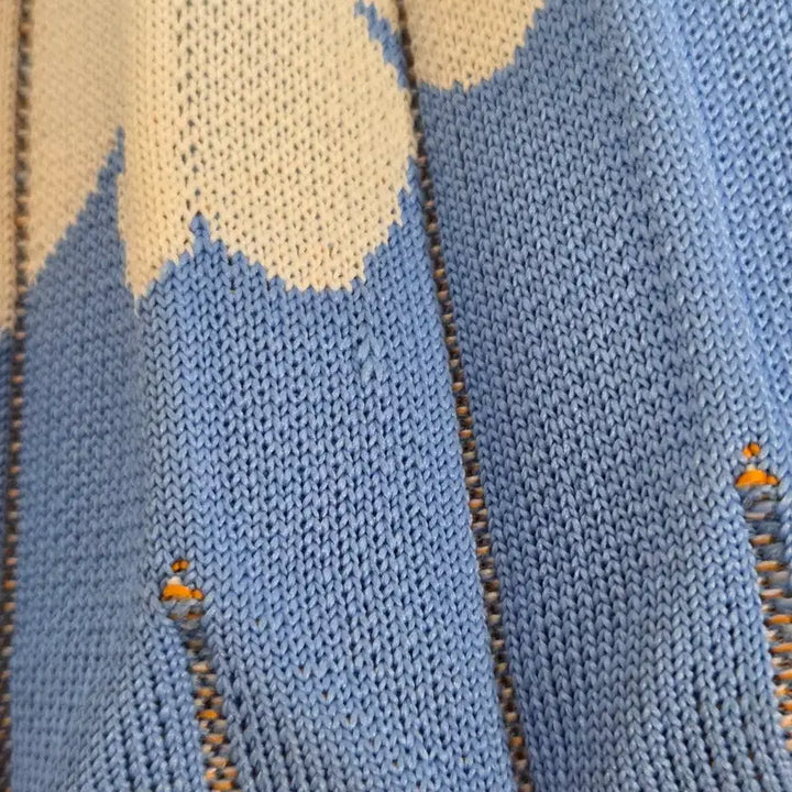 [BUNJANG] Joseph &amp; Stacey Lucky Pleats Knit Tote Bag Small Cerulean Blue Daisy / 조셉앤스테이시 럭키 플리츠 니트 스몰 데이지 세룰리안 블루