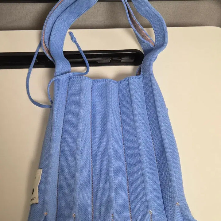 [BUNJANG] Joseph &amp; Stacey Lucky Pleats Knit Tote Bag Small Cerulean Blue Daisy / 조셉앤스테이시 럭키 플리츠 니트 스몰 데이지 세룰리안 블루
