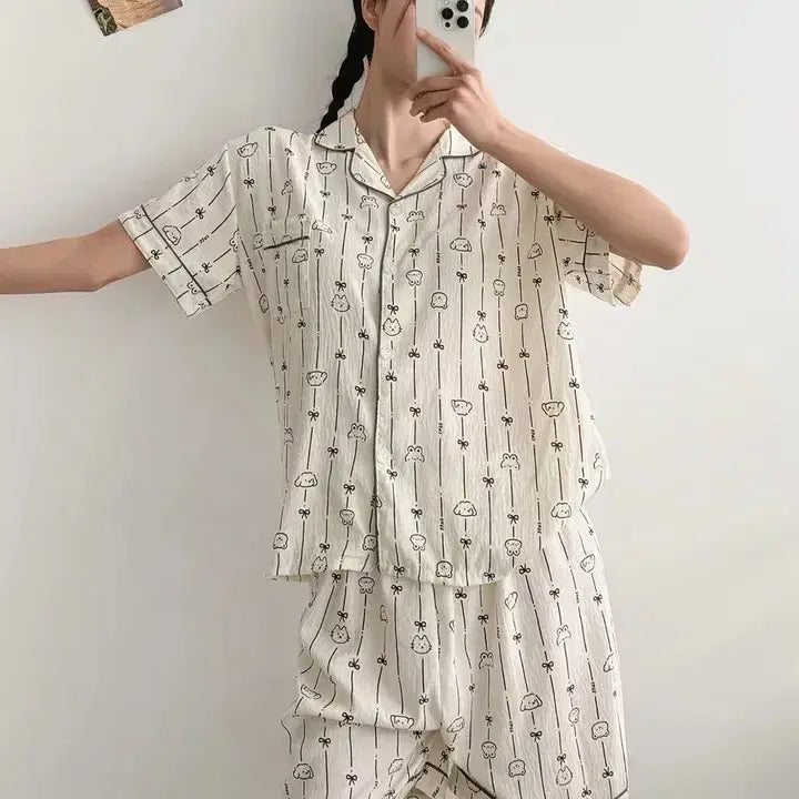 [BUNJANG] Cat Print Pajama Set / 냥냥 잠옷 세트