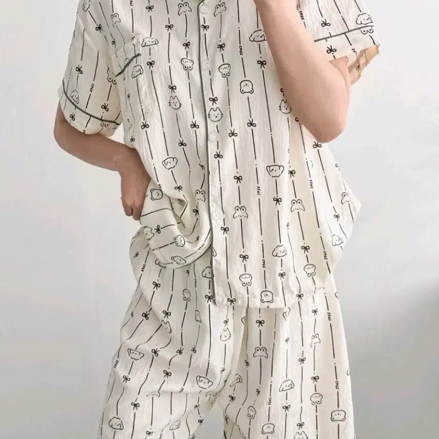 [BUNJANG] Cat Print Pajama Set / 냥냥 잠옷 세트