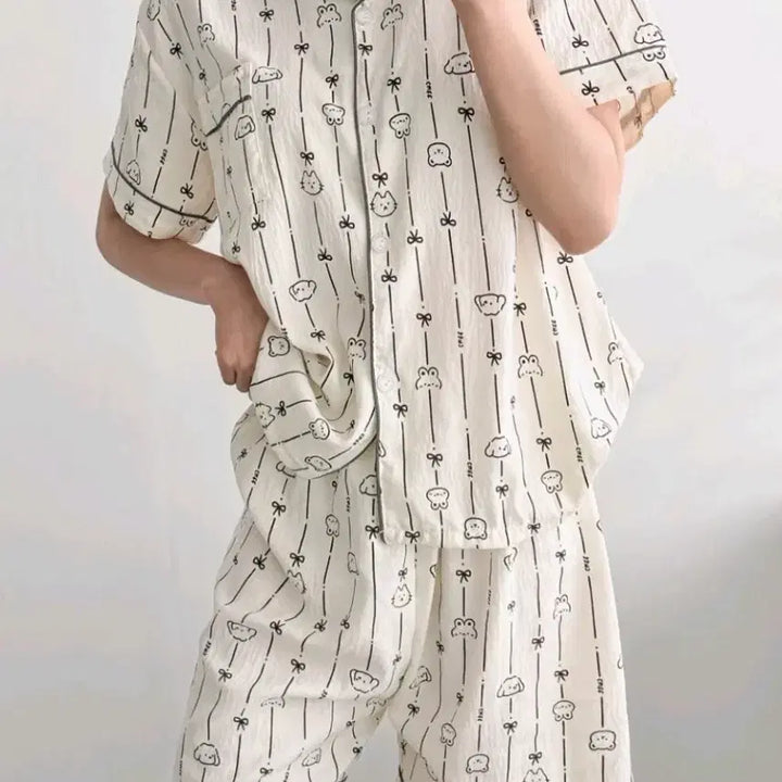[BUNJANG] Cat Print Pajama Set / 냥냥 잠옷 세트