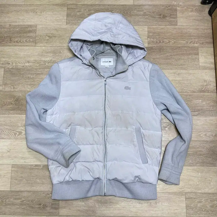 [BUNJANG] Vintage Lacoste Hooded Zip-Up Padded Jacket Grey M / 빈티지 라코스테 패딩 후드집업 교신