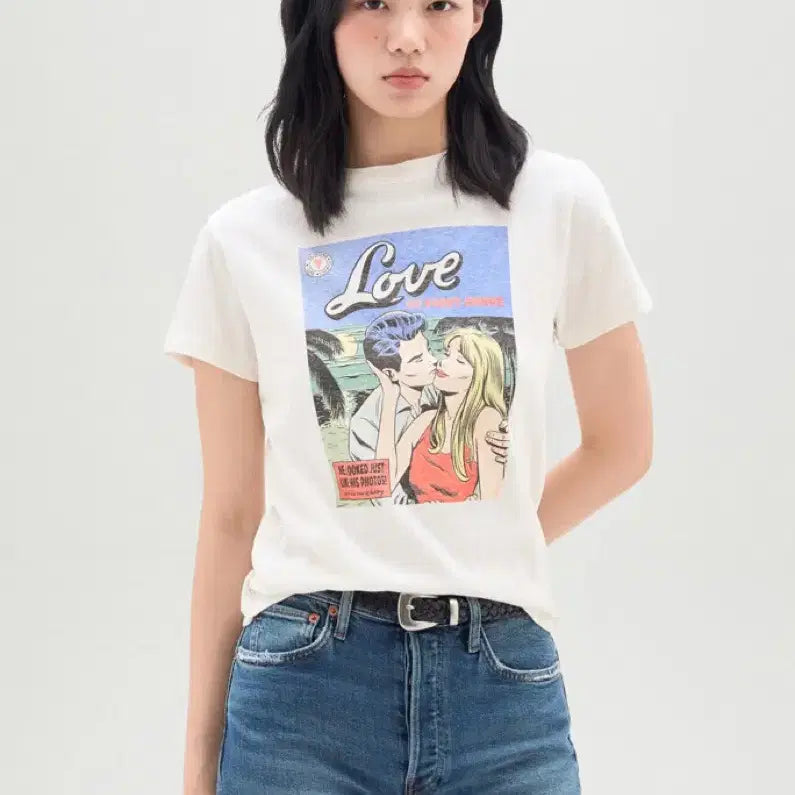 [BUNJANG] Rieun Graphic Print Short Sleeve T-Shirt / 리던 반팔 M
