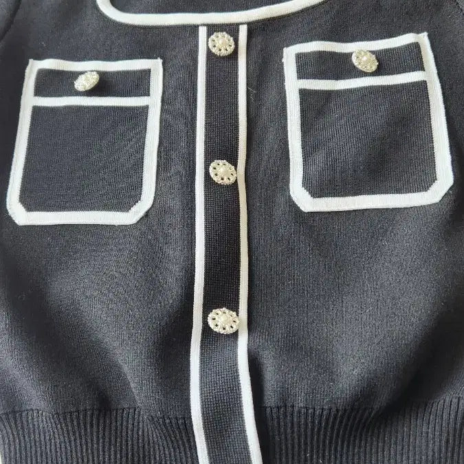 [BUNJANG] Ecost Button Short Sleeve Cardigan Black / Ecost 단추 반팔 가디건 블랙