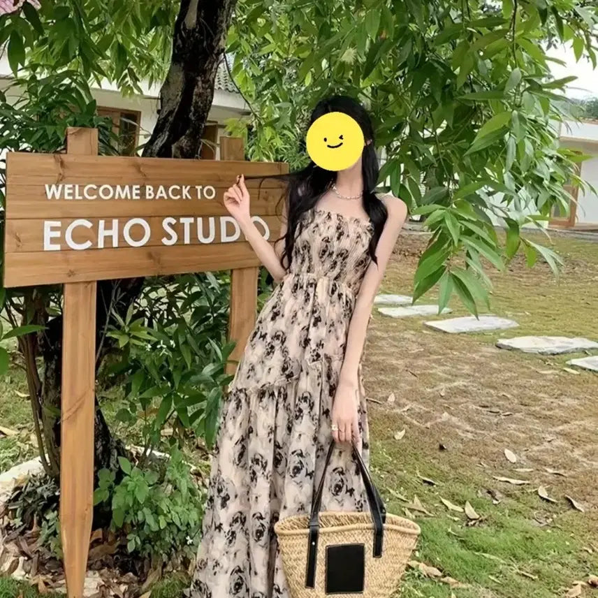 [BUNJANG] Flower Pattern Long Dress / 에쁜 플라워 패턴 롱 원피스.새상품.
