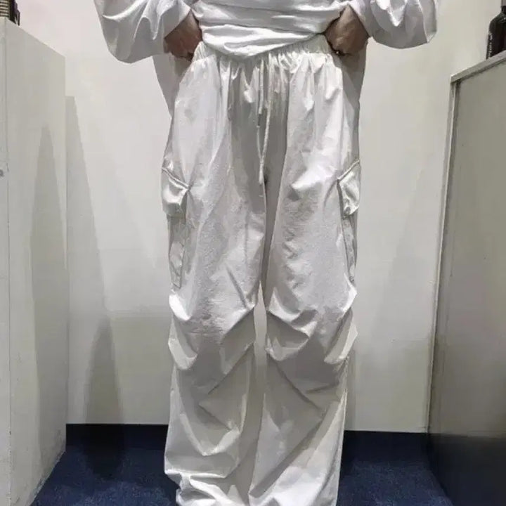 [BUNJANG] Nylon Cargo Pants White / 나일론 카고 팬츠 화이트