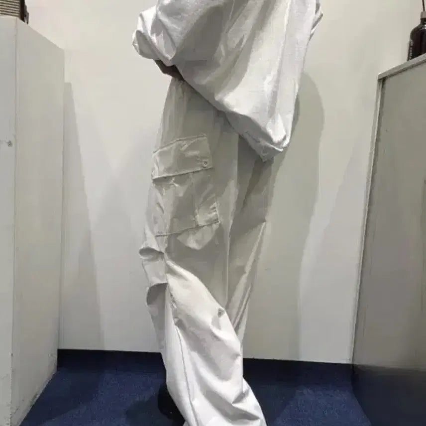 [BUNJANG] Nylon Cargo Pants White / 나일론 카고 팬츠 화이트