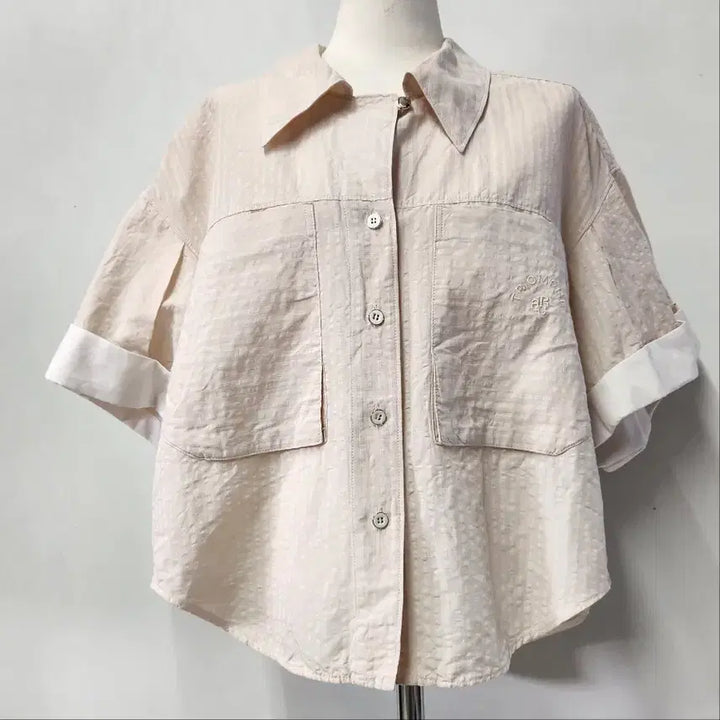 [BUNJANG] SYSTEM Linen Blend Pocket Short Sleeve Shirt / [정품] SYSTEM 린넨 혼방 포켓 반팔 셔츠 55~66