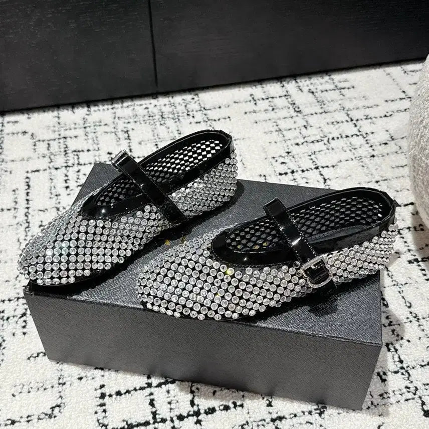 [BUNJANG] Alaïa Fishnet Crystal Ballerina Flats / 알라이아 피시네트 크리스탈 발레리나 플랫