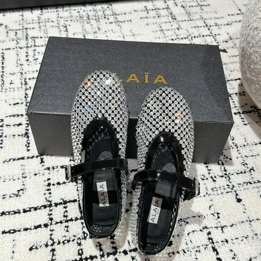 [BUNJANG] Alaïa Fishnet Crystal Ballerina Flats / 알라이아 피시네트 크리스탈 발레리나 플랫