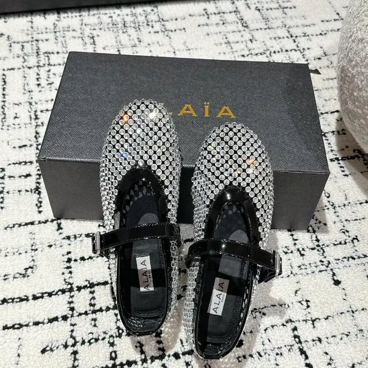 [BUNJANG] Alaïa Fishnet Crystal Ballerina Flats / 알라이아 피시네트 크리스탈 발레리나 플랫