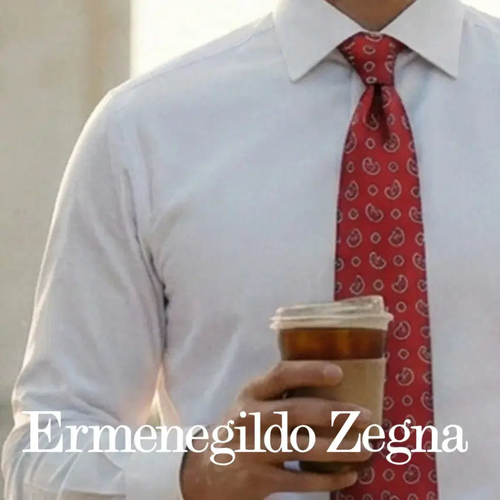[BUNJANG] Ermenegildo Zegna Red Paisley Pattern Silk Necktie 9cm / 에르메네질도제냐 레드 페이즐리 패턴 넥타이 9cm S~A+등급 E1010