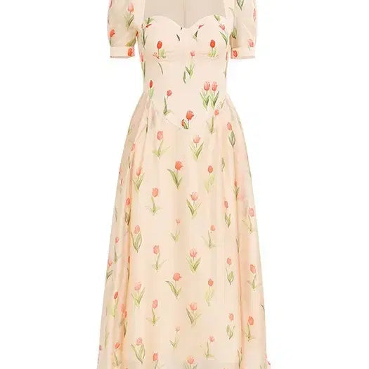 [BUNJANG] Sinsden Romantic Tulip Pattern Long Dress / 신스덴 로맨틱 원피스