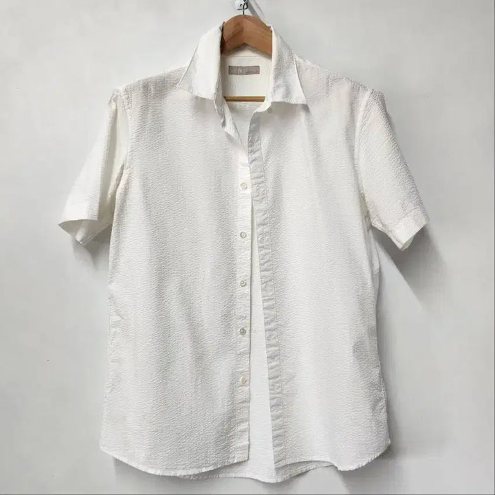 [BUNJANG] Beanpole Men White Coolmax Seersucker Short-Sleeve Shirt (Size 105) / 빈폴 멘 화이트 쿨맥스 시어서커 반팔 셔츠 105