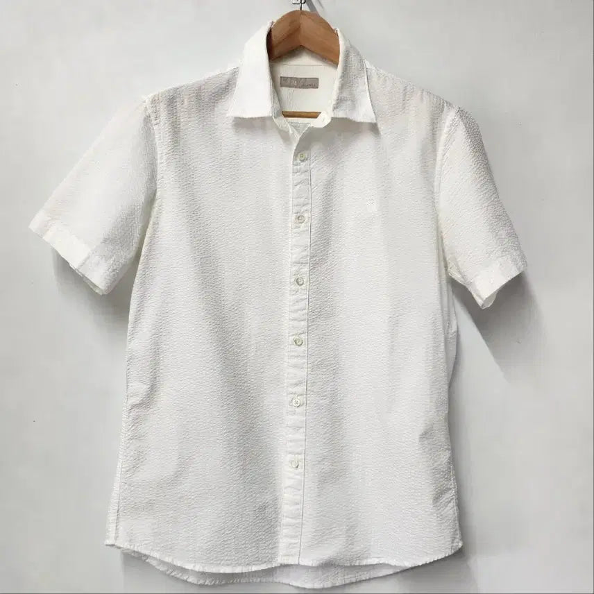 [BUNJANG] Beanpole Men White Coolmax Seersucker Short-Sleeve Shirt (Size 105) / 빈폴 멘 화이트 쿨맥스 시어서커 반팔 셔츠 105