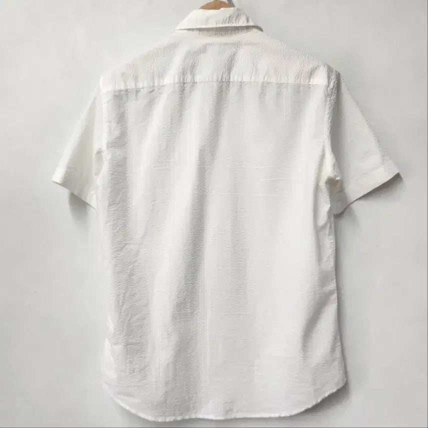 [BUNJANG] Beanpole Men White Coolmax Seersucker Short-Sleeve Shirt (Size 105) / 빈폴 멘 화이트 쿨맥스 시어서커 반팔 셔츠 105