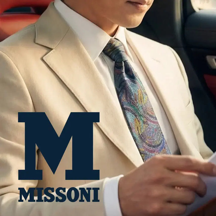 [BUNJANG] Missoni Silk Blue Jacquard Pattern Necktie 9.4cm / 미쏘니 실크 블루 자카드 패턴 넥타이 9.4cm A+등급 K2613
