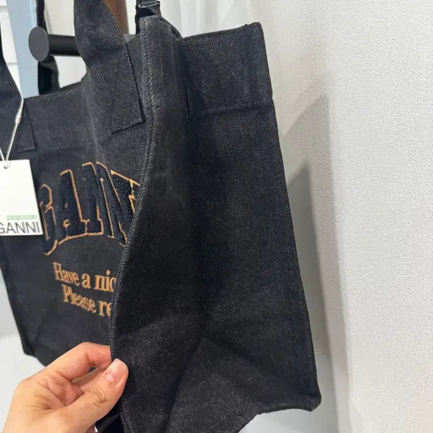 [BUNJANG] GANNI Black Denim Shoulder/Tote Bag / 가니 GANNI 데님 숄더백/토트백 블랙 새상품 택포